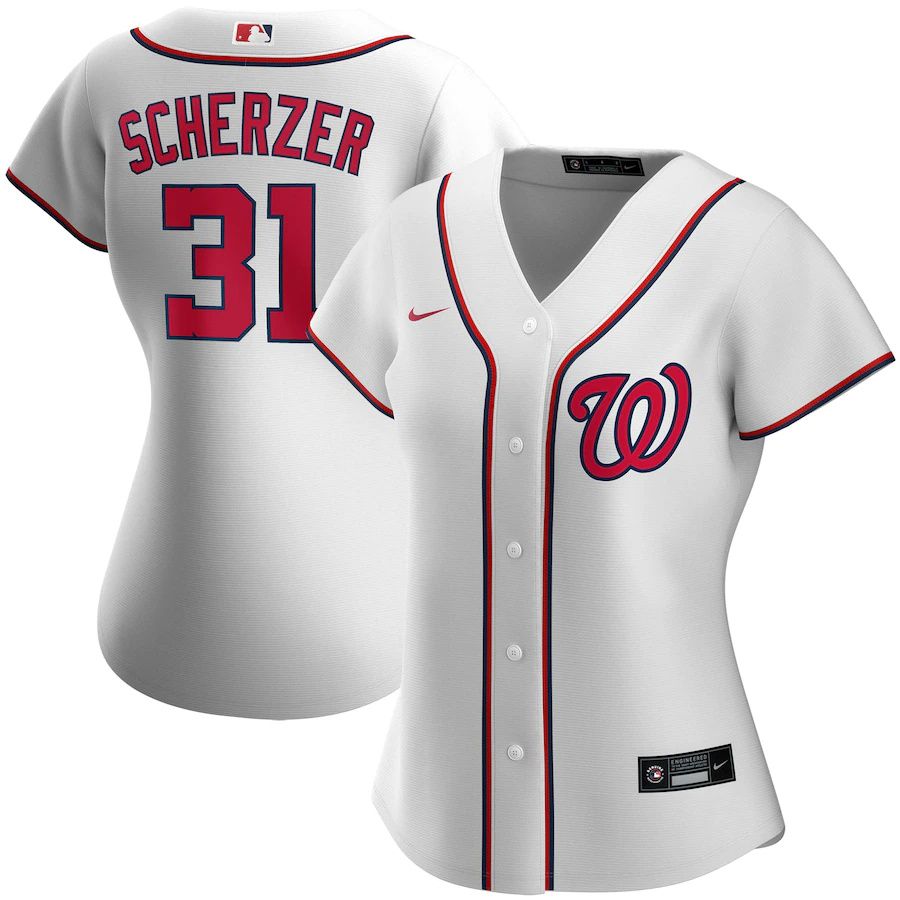 Cheap Womens Washington Nationals 31 Max Scherzer Nike White Home Replica Player MLB Jerseys